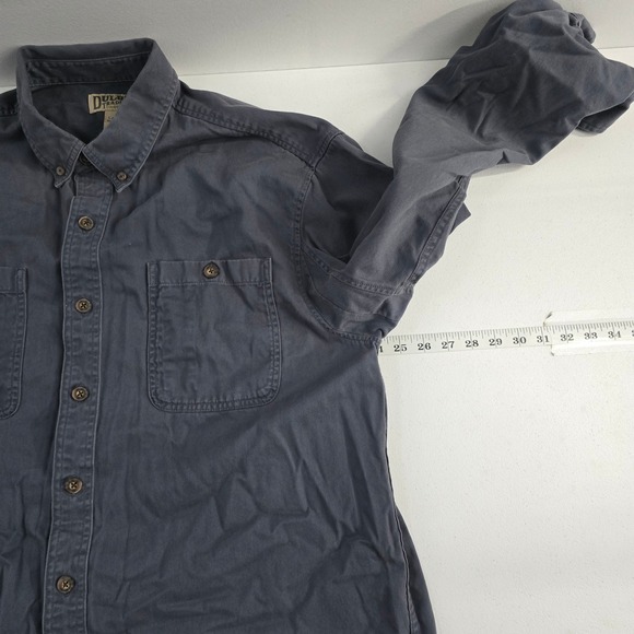Duluth Trading Co. Mens‎ L Tall Button Down Shirt Long Sleeve Blue Cotton - Picture 3 of 8